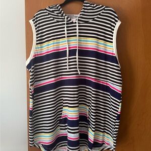LuLaRoe Multicolor Striped Sleeveless Hoodie